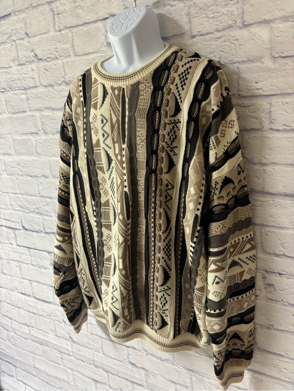Vintage Cotton Traders Coogi Style 3D Knit Multicolor Sweater XXLT